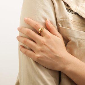 Adjustable Open Teardrop <b>Ring</b> | 18K PVD Gold Stainless Steel Sculptural <b>Statement</b> <b>Ring</b> for Women | Waterproof & Hypoallergenic - Product Image 4