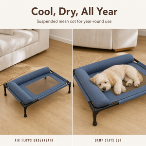 Elevated <b>Dog</b> <b>Bed</b> Breathable Mesh Pet Cot <b>Raised</b> Puppy Sleeping Mat with Removable Washable Cover Grey - Product Image 3