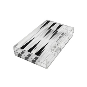 Juego de Backgammon Acrílico Personalizado Multicolor, Fichas Pequeñas de Lucite, Tablero con Cierre Magnético, Estuche de Viaje Transparente - Product Image 4