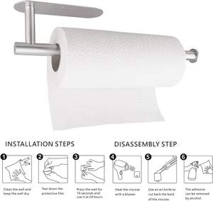 캐비닛 아래 자체 접착 또는 드릴링 랙 종이 타월 홀더 스테인레스 스틸 벽걸이 타월 홀더 주방 용 - Product Image 3