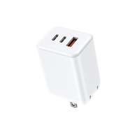 Adaptor Daya Pengisi Daya Dinding Cepat GaN 3-Port USB-C QC3.0 65W Bersertifikasi PSE EN 50075 & EN 62368