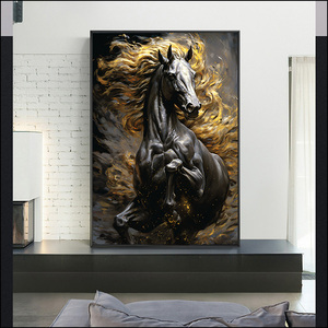 Bella tela Hors la pittura del cavallo, soggiorno portico <span class=keywords><strong>camera</strong></span> <span class=keywords><strong>da</strong></span> <span class=keywords><strong>letto</strong></span> arte decorazione murali LED diamante di cristallo animale pittura - Product Image 3
