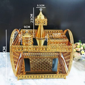 Juego de Decoración de Mesa de Comedor de Cristal y Metal Dorado de Lujo, Quemador de Incienso para <span class=keywords><strong>Hotel</strong></span>, Azucarero, Adorno de Mesa para Banquetes - Product Image 2