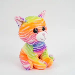 Stuffed Animals Toy Wholesale Stuffed Animal Rainbow Cat Plush Soft Toy Custom Colorful Animal Toys For Gift