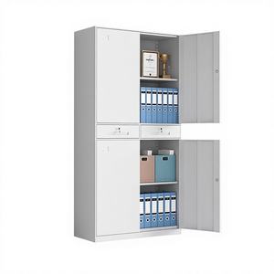 Archivador de Acero Blanco Desmontable de 2 Secciones con 2 Cajones y Estantes Ajustables, Almacenamiento con Cerradura para Archivos y Documentos Financieros - Product Image 1