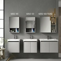Ensemble de meuble-lavabo mural en aluminium nid d'abeille gris clair de 40 cm, gain de place, pour petite salle de bain compacte