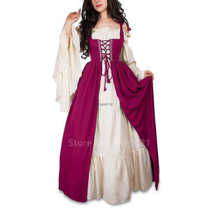 Halloween femmes une cour médiévale fantaisie Vampire <span class=keywords><strong>Cosplay</strong></span> Costume carnaval Vintage sans bretelles à manches longues reine robe élégante - Product Image 5