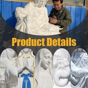 Estatua de la Virgen Marí<span class=keywords><strong>a</strong></span> de Mármol Blanco de Tamaño Real, Tallada <span class=keywords><strong>a</strong></span> Mano, Estilo Religioso para Iglesia, Marca MILY - Product Image 2