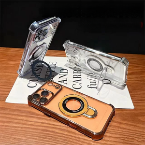 Funda de teléfono con soporte invisible y electrochapado en oro para iPhone 16, 15, 14, 13 Pro, funda con protección de esquinas para iPhone 17 Pro Max - Product Image 2
