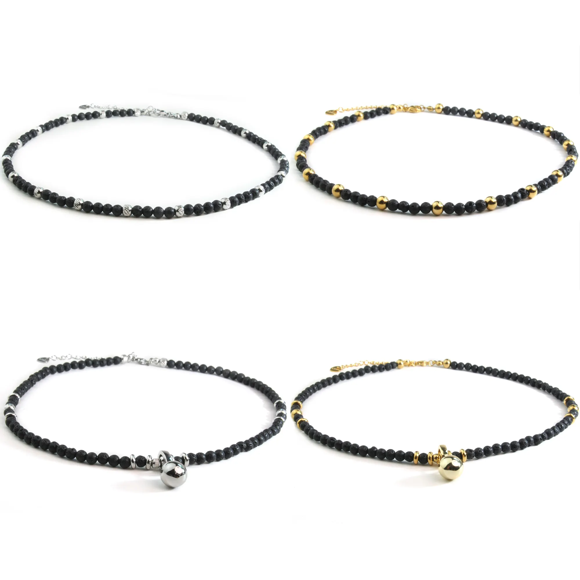 Thời Trang Đồ Trang Sức 18K Vàng Tấm Tự Nhiên Núi Lửa Lava Đá Đính Cườm Chuỗi Choker Thép Không Gỉ Ngọc Trai Mặt Dây Chuyền Vòng Cổ