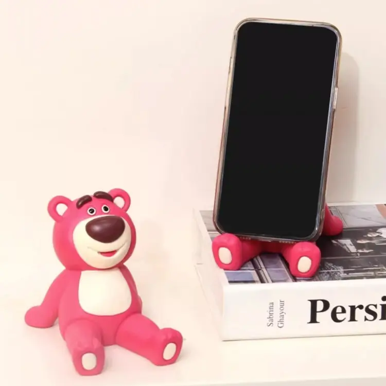 Cep telefonu tutma standı için özel yapılmış PVC rakamlar Holding yuvası ile karikatür PVC şekil oyuncak özelleştirmek
