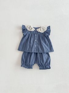 Ensemble de vêtements d'été pour filles, style coréen, avec chemise, gilet à col rabattu et <span class=keywords><strong>short</strong></span>, pour bébés d'un an, ensemble deux pièces - Product Image 5