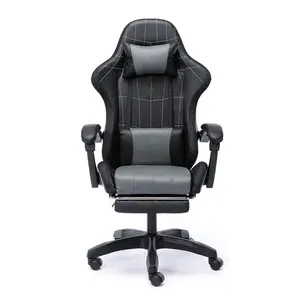 Silla Gamer para Juegos de PC con Reposapiés Negro, Resistente, Ergonómica, para Cibercafé - Product Image 1