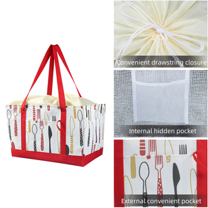 Sac fourre-tout pliable réutilisable de grande capacité Sac d'épicerie isotherme thermique non tissé avec motif de lettres - Product Image 5