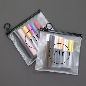 Sacs en plastique transparents avec logo personnalisé, mats et givrés, à fermeture éclair, pour cosmétiques, vêtements, emballages de cheveux, vente chaude - Product Image 4