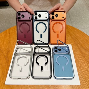 New Magnetic Electroplating Clear Phone Case for <b>iPhone</b> 18 15 16 17 Pro Max Air With Hidden Lens Bracket Protective Back Cover - Product Image 2