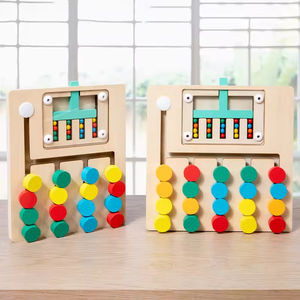 Mainan matras bentuk Puzzle geser kayu, mainan edukasi Montessori empat dan lima warna, permainan logika - Product Image 4