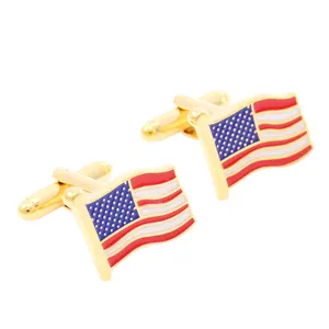 Manufacturer Quality Shirt Cufflinks Customize Men Cuff link USA US Flag of the United States Custom American Flag Cufflinks