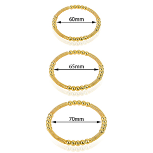 New Arrivals Simple Design Gold Beads <b>Bangles</b> 21k Gold Plated Brazilian Bridal Stackable Bracelet Jewelry for Party Gift - Product Image 6