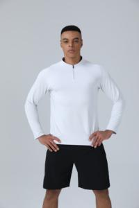 Vente en gros, MOQ faible, haut de gamme, à séchage rapide, haut de sport à demi-zip à manches longues, chemise de sport respirante pour homme - Product Image 3