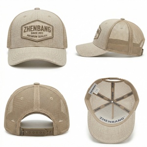 Gorra Trucker de Lino Bordada Personalizada al por Mayor, Gorra Trucker Lisa de 6 Paneles con Cierre a Presión para Exteriores - Product Image 1