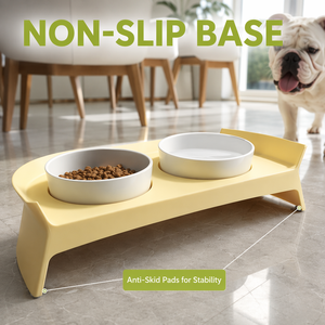 Bol double en <span class=keywords><strong>porcelaine</strong></span> robuste et durable, cuit à haute température, avec support surélevé <span class=keywords><strong>de</strong></span> 7 cm, en céramique, pour chat et chien - Product Image 1