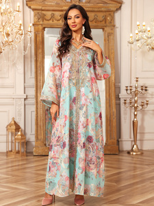 Dubai Women's <strong>Long</strong> Embroidered Abaya <strong>Dress</strong> Casual Style <strong>for</strong> Wedding Parties Anti-Static <strong>Eid</strong> Muslim Party Robe - Product Image 4