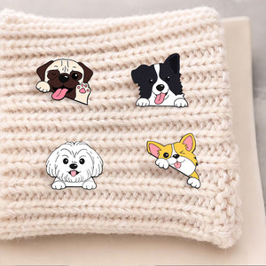 En gros, Pin's en émail et badges métalliques personnalisés pour animaux de compagnie (Corgi, Border Collie, <span class=keywords><strong>Pug</strong></span>, Shih Tzu), mignons, pour sacs à dos et accessoires de mode - Product Image 2