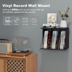 Solid Wood <b>Record</b> Storage Rack Vinyl Player <b>Stand</b> With Storage Box For Home Use - Product Image 2