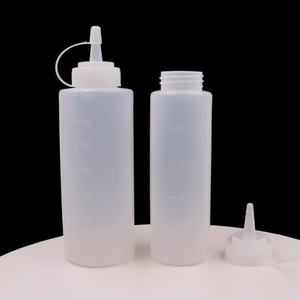 Wholesale Empty 8oz 12oz 16oz Plastic Bottles with Squeeze Lid for Ketchup HDPE Reusable Oil Bottles for <b>Sauces</b> with Nozzle - Product Image 4