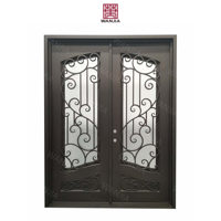 Fournisseur d'intégrité porte de sécurité populaire pour la maison arquée simple double entrée principale porte d'entrée en fer forgé
