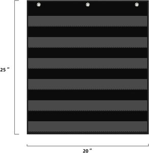 Tableau de rangement noir à 6 poches transparentes, organisateur suspendu pour bandes de phrases et cartes de mots, réutilisable pour la salle de classe ou la maison - Product Image 2