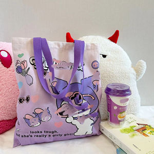 Sanli Sac d'école en toile de grande capacité pour étudiants et enseignants Sac de tweet à motif de dessin animé mignon avec bandoulière - Product Image 2