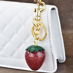 2025 New Design 3D Strawberry Metal Keychain <b>Bag</b> Decoration Pendant High Quality Luxury 3D Crystal Strawberry Keychain Wholesale - Product Image 5