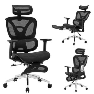 High End Gray Office Chair with Adjustable Headrest and Backrest Modern Design Mesh Chair with Metal Base Wholesale - Product Image 1