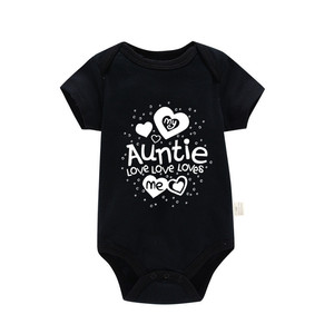 Body Estivo a Maniche Corte in Puro Cotone per Neonati 0-1 Anni Unisex con Motivo a Cuori e Scritta 'My Auntie Loves Me' - Product Image 3