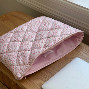 Sọc màu hồng hoa máy tính xách tay trường hợp Terry Waffle bông chần mô hình dây kéo túi máy tính xách tay túi - Product Image 2