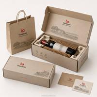 Boîte d'expédition de vin en carton ondulé personnalisée avec insert en pulpe moulée, emballage en papier kraft pour vin rouge, vin blanc, spiritueux