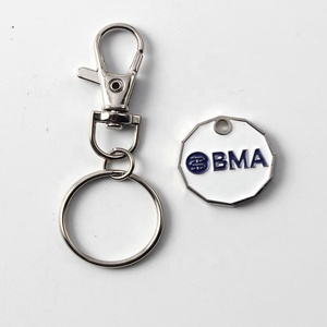 Customize Retail Fashion Logos Keychain Multi Euro Trolley <b>Coin</b> Stainless Steel Trolly Key <b>Rings</b> Crystal With Chain - Product Image 2