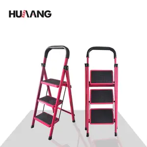 3/4/5 step steel round tube folding ladder with slip-resistance step