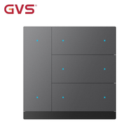 Interrupteur mural intelligent Gvs Knx Waltz 4Gang 4 voies 8 touches IPS pour rideaux, éclairage et contrôle de scènes, bouton poussoir pour domotique