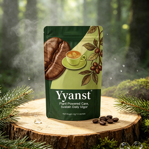 Café Instantáneo Crudo de Origen Vegetal, Mezcla de Granos de Café Verde Oscuro, 10g*10 Sobres, Ilustración de Grano de Café, Bolsa con Base, Etiqueta Personalizada, Directo de Fábrica - Product Image 3