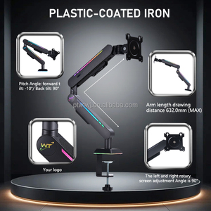Supporto per <span class=keywords><strong>Monitor</strong></span> da Gaming USB Type-C con Sospensione Pneumatica, Luce Ambientale RGB, Rivestimento in Plastica e Ferro Nero, Disponibile - Product Image 3