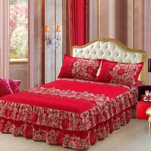 Bed Skirts <b>Set</b> Double Layer Bedspread Floral Printed Bed Sheet Bilateral Bed Skirt Bedsheet - Product Image 6