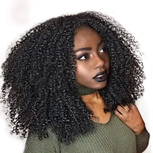 Factory Wholesale Price 100% Afro Kinky Afro Kinky Wigs Human Hair Curly Wig Black Women 13x4 Front Lace Wigs Power Plant Cheap