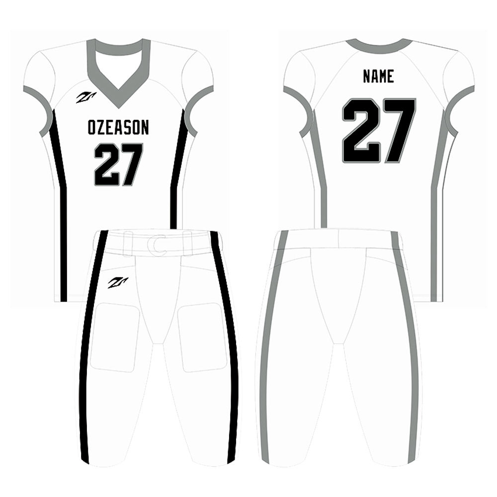 Elegante camiseta de fútbol americano blanca vacía para uso unisex