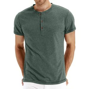 Wholesale <strong>Men's</strong> Casual Slim Fit <strong>Navy</strong> Blue Short Sleeve T-<strong>Shirts</strong> <strong>Henley</strong> <strong>Shirts</strong> With Three Buttons