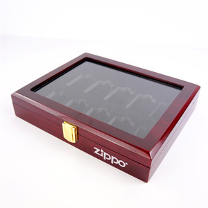 Espositore per accendini in legno a singolo strato rettangolare fatto a mano e scatola regalo 10 posizioni per <span class=keywords><strong>accendino</strong></span> <span class=keywords><strong>Zippo</strong></span> collezione per narghilè - Product Image 5