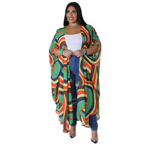 Nuevo Modelo BDBH Europea y Americana, Abrigo <span class=keywords><strong>de</strong></span> Gran Tamaño para Mujer, Suministro Transfronterizo, Chaqueta <span class=keywords><strong>de</strong></span> Gasa Estampada, Chal Casual <span class=keywords><strong>de</strong></span> Moda - Product Image 1