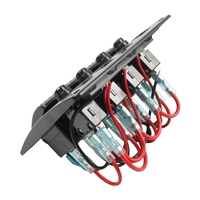 Panel de Interruptores LED Rojos de 4 Posiciones Precableado con Protección Contra Sobrecarga para Embarcaciones, RV y ATV, Precio de Fábrica